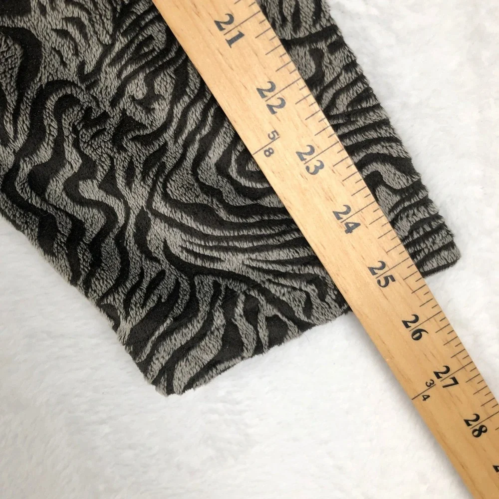 WOOLY BULLY WEAR Cowl Neck Fleece Top Women's Sz XL Black Gray Pullover Tiger‎